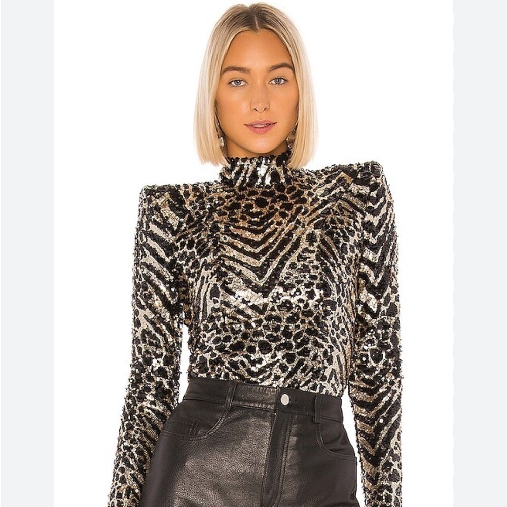 Zhivago When The Sun Went Down Sequin Top in Animal Size Medium